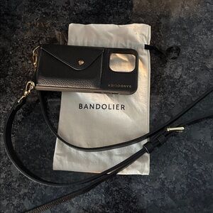 Bandolier Black iPhone 15 Pro Max Case with Strap and Pouch